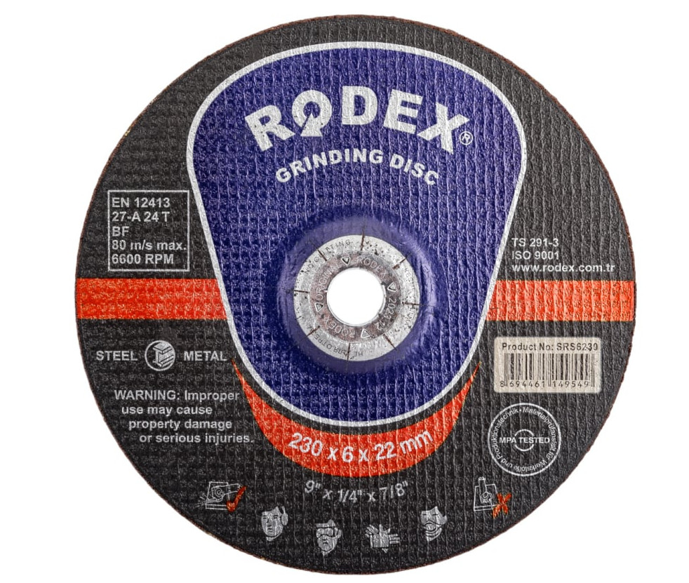 Rodex Шлифовальный диск по металлу 230х6х22 мм