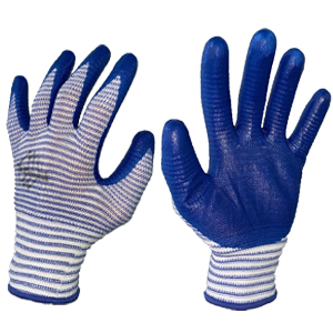 Перчатки трикотажные 50% облив нитрил Бело-синие (Моряк)